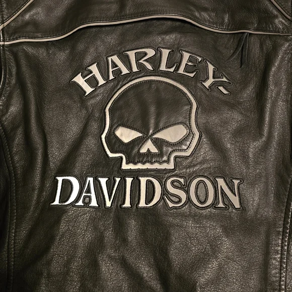 Women's Harley-Davidson Black Leather Jacket With Reflective Logos - Picture 3 of 12